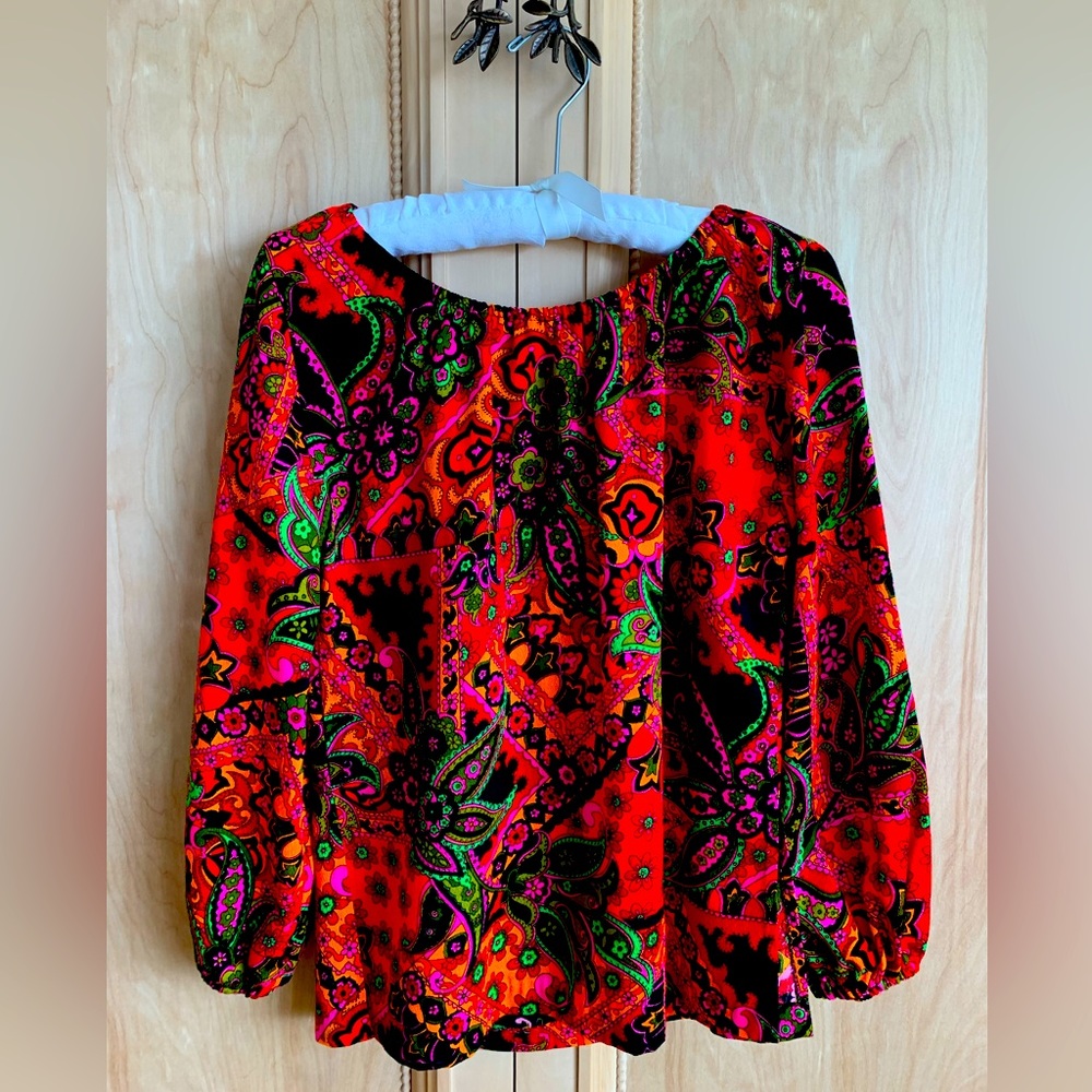 Vintage, vibrant, paisley, floral 1960’s hand made top.